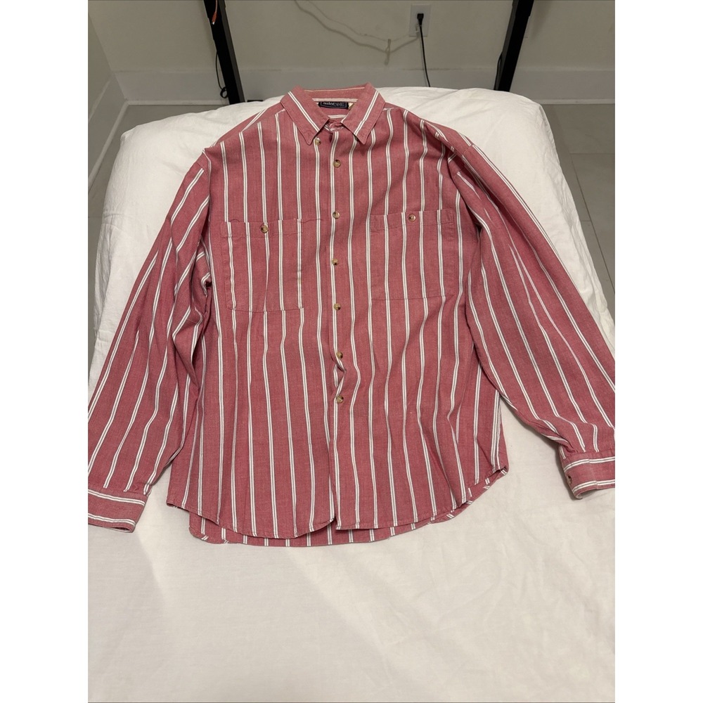 Men's large Astor one vintage button up long sleeve Salmon